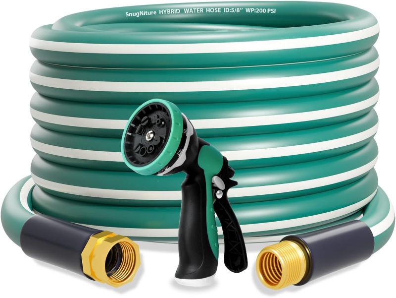 Photo 1 of 
SnugNiture Garden Hose 50 ft x 5/8", Heavy Duty, Light Weight, Flexible Water Hose with 3/4'' Solid Fittings for All-Weather Outdoor