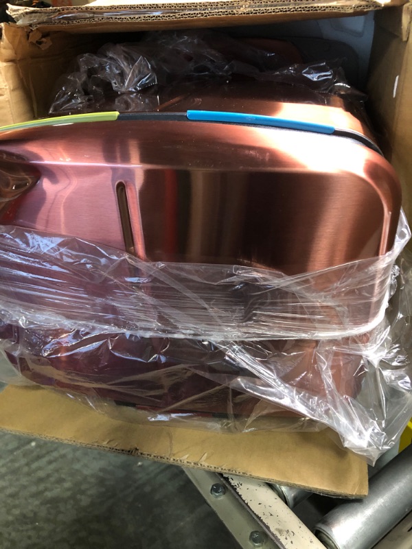 Photo 1 of happimess HPM1005D Marco Rectangular 10.5-Gallon Double Bucket Trash Can with Soft-Close Lid, Modern, Minimalistic, Fingerprint Proof for Home, Kitchen, Laundry Room, Office, Rose Gold