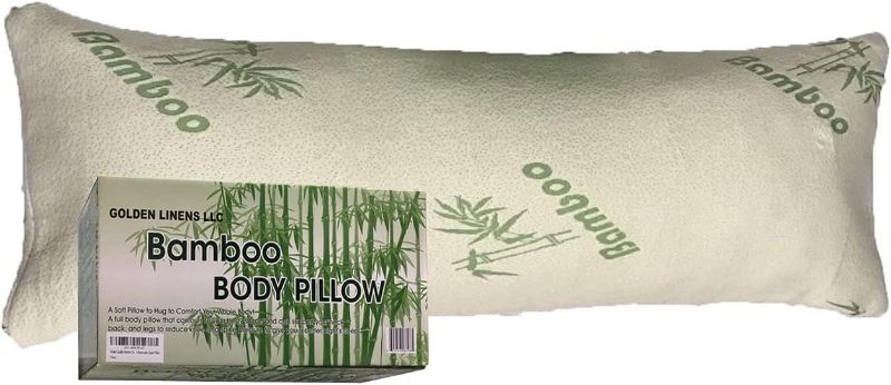 Photo 1 of 
Bamboo Full Body Pillow shredded Memory Foam - Removable Cover with Zipper - Hotel Quality Pillow Relieves Snoring, migraines, Insomnia, Neck Pain and Tmj,...
Size:Body pillow 16" X 48"