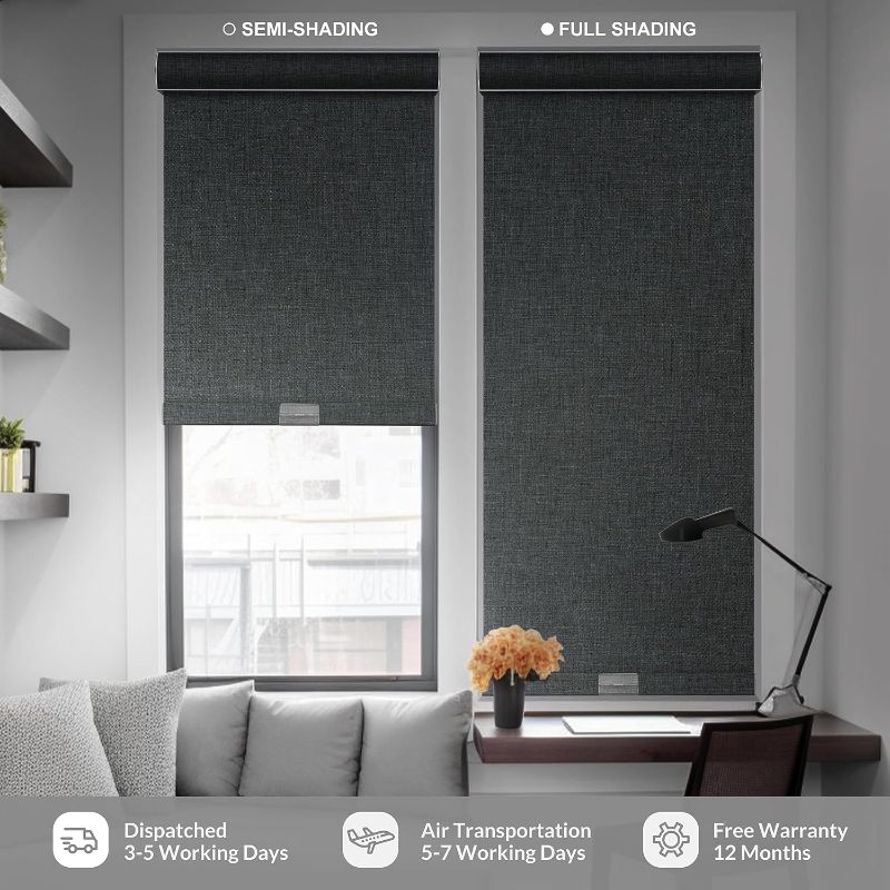 Photo 1 of 
Boolegon Blackout Roller Shades for Windows,Cordless,Linen Fabric,Roller Blinds,Thermal Insulated Fabric UV Protection,Window Shades for Home,Office,Bedroom...
Color:Blackout-gray