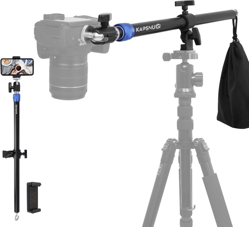 Photo 3 of 
KapSnug 22-37 Inch Aluminum Tripod Extension Arm Overhead Camera Mount, Horizontal Retractable Center Column, 360-degree Ball Head, 170-degree Angle...