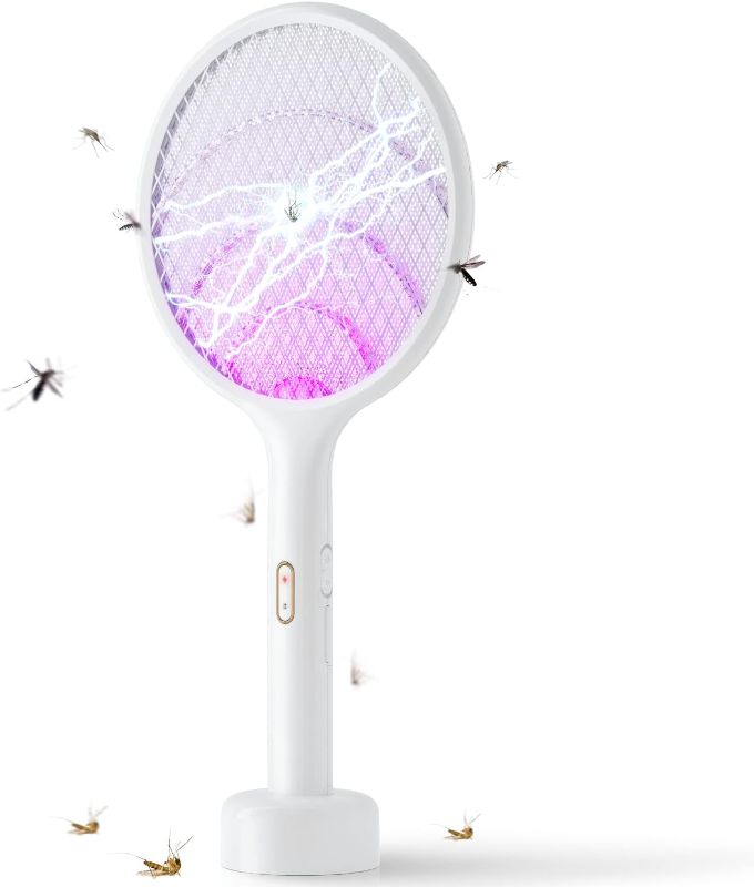 Photo 1 of YISSVIC Electric Fly Swatter 4000V Bug Zapper Racket Dual Modes Mosquito Killer with Purple Mosquito Light Rechargeable for Indoor and Outdoor Home Office...