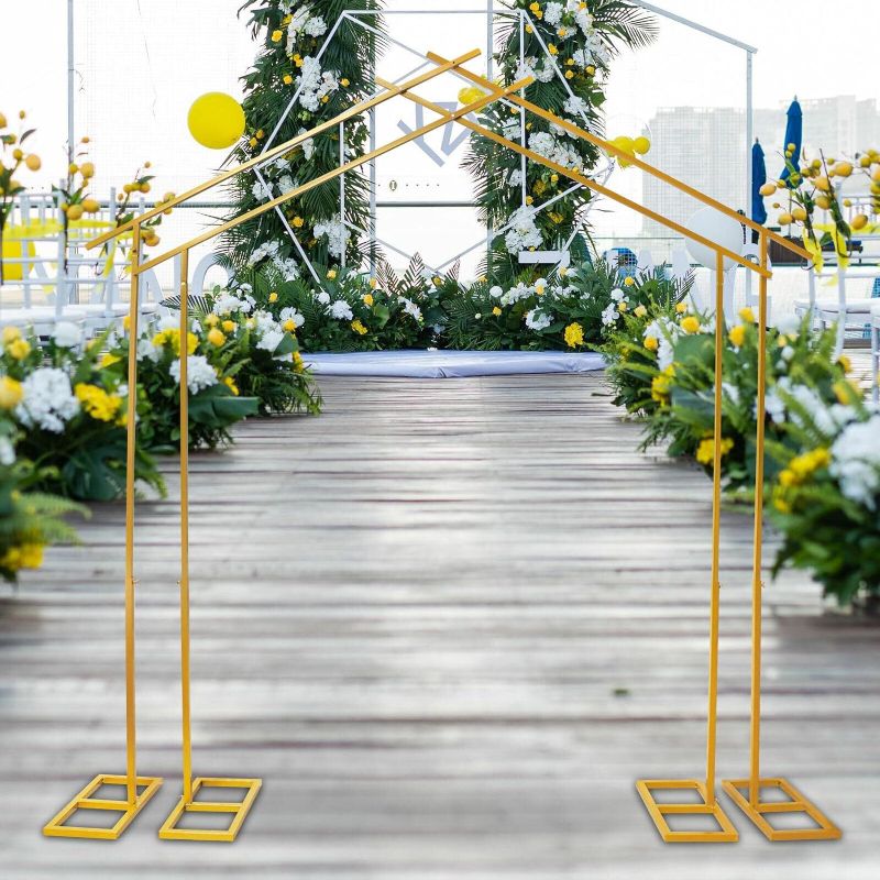 Photo 1 of 
EEYBLAEEY Polygonal Wedding Arch Metal Flower Arch Support Garden Balloon Plant Stainless Steel Gold Square Flowers Stand Frame Birthday Event Backdrop...