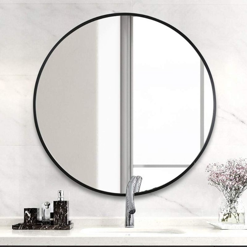 Photo 1 of 
HOMPEN Round Wall Mirror, Rustic Accent Decor Mirror Mounted, Metal Round Bathroom Mirror for Wall Decor, Vanity, Makeup Table (Black, 20' Round)