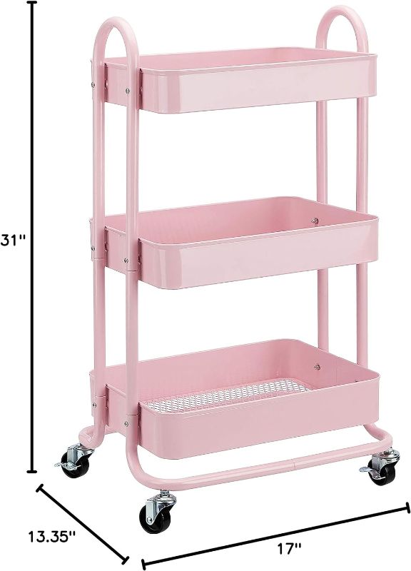 Photo 1 of 
Amazon Basics 3-Tier Rolling Utility or Kitchen Cart - Dusty Pink
Color:Dusty Pink