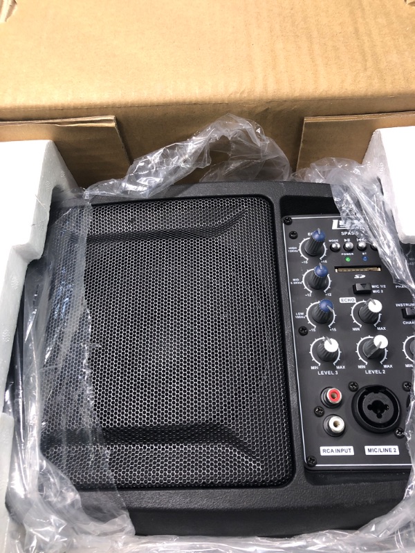 Photo 3 of LyxPro SPA-5.5 Small PA Speaker Monitor Class-D Amplifier 3 Channel Mixer 3 Band EQ, Powerful Compact Active Speaker System amp with Mixer 48V Phantom Power