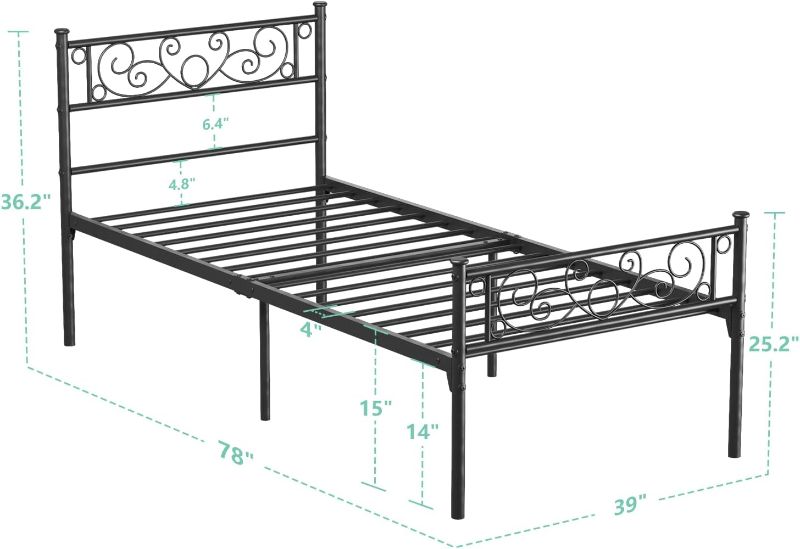 Photo 1 of 
Elephance Twin Size Bed Frame with Headboard and Footboard, Metal Platform Bed Frame with 14 Inch Storage Space Mattress Foundation No Box Spring Needed for...
Color:Black