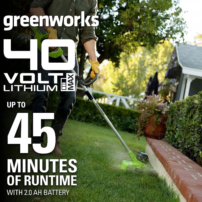 Photo 1 of 
Greenworks 40V 12" Cordless String Trimmer, 2.0Ah Battery and Charger Included