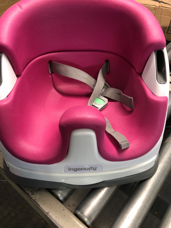 Photo 2 of Ingenuity Baby Base 2-in-1 Booster Feeding and Floor Seat with Self-Storing Tray - Pink Flambe Pink Flambé