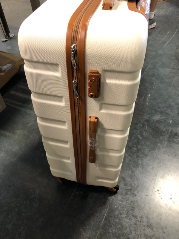 Photo 2 of Coolife Luggage 3 Piece Set Suitcase Spinner Hardshell Lightweight TSA Lock 4 Piece Set apricot white