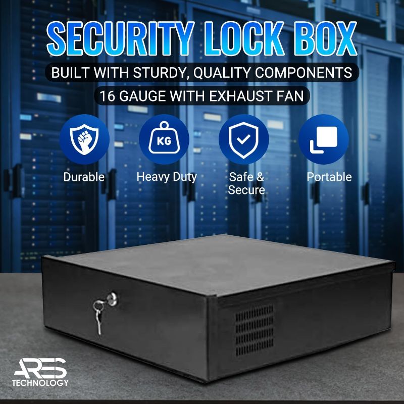 Photo 4 of Ares Vision Heavy Duty Steel 18" x 18" x 5" DVR/PC Security Lock box with 16 Gauge steel walls, and Exhaust Fan, Great electonics lock box for stores, gyms, classrooms, and any public place