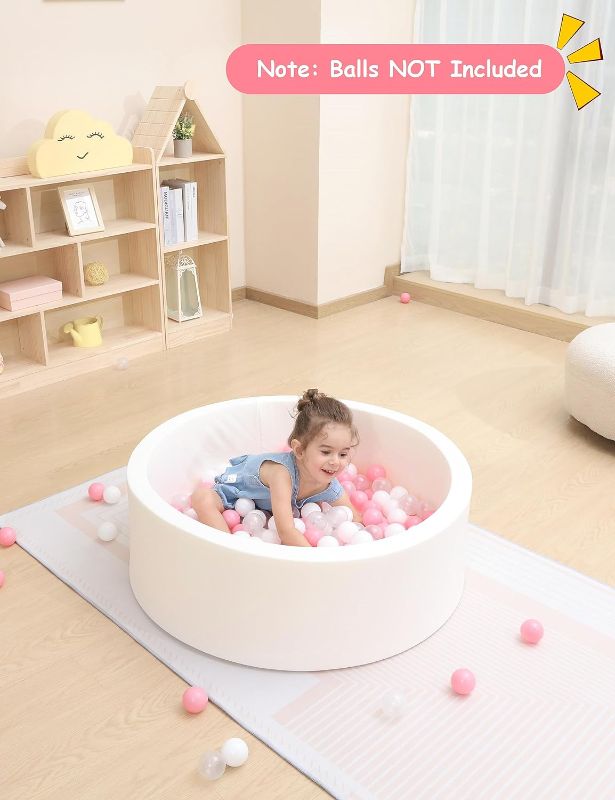 Photo 3 of HARBOLLE Baby Ball Pit Soft Round Memory Foam Ball Pits NOT Included Balls Indoor Outdoor Playpen for Babies Toddlers Kids Infants for Girls Boys, White