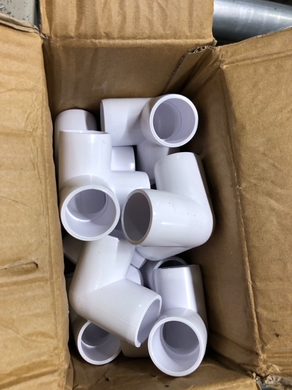 Photo 2 of 10Pack 3-Way Elbow PVC Fittings, 3/4Inch PVC Fittings, 3 Way PVC Elbow Side Outlet Tees, 90 Degree Elbow Corner Fittings for Building PVC Furniture Greenhouse Shed Pipe Fittings Tent Connection