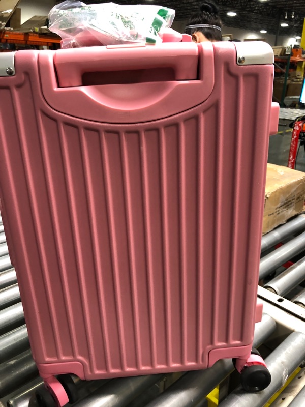 Photo 6 of AnyZip Carry On Luggage Aluminium Frame Suitcase PC ABS Hard Shell TSA Lock No Zipper 20In Rose Pink Rose Pink 20-Inch