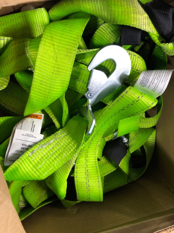 Photo 3 of VULCAN 8-Point Vehicle Tie Down Kit with Snap Hooks on Both Ends - Set of 4 - Reflective High-Viz Hi Viz