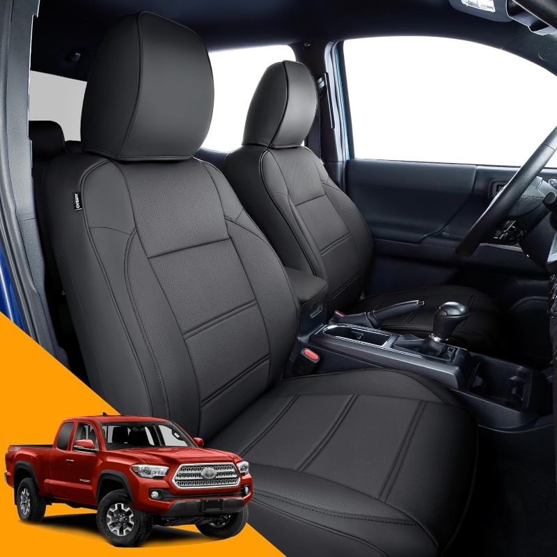 Photo 1 of 
for Toyota 2023 Tacoma Seat Covers 2016-2022 2021 2020 2019 2018 2017, Water Proof Faux Leather Cover Fit for Tacoma Accessories Crew Cab/Double Cab Black