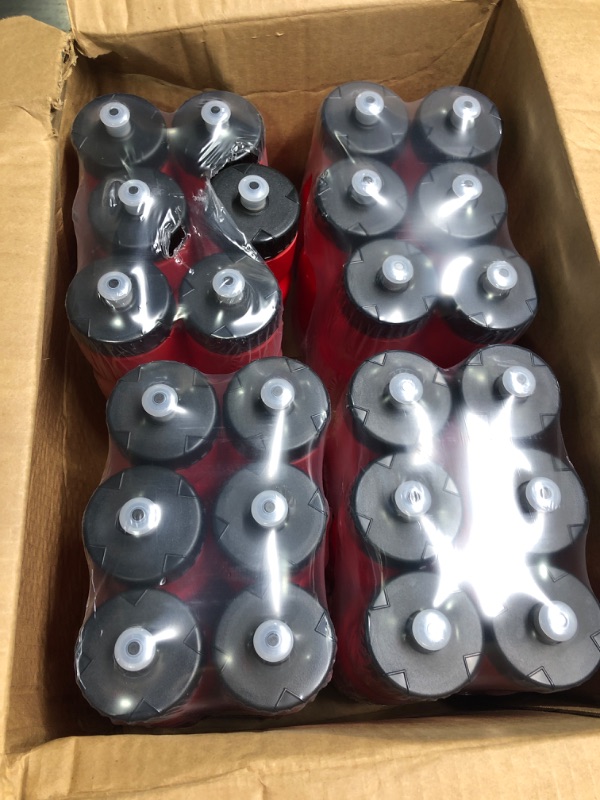 Photo 1 of 50 Strong Bulk Water Bottles | 24 Pack Sports Bottle | 22 oz. BPA-Free Easy Open with Pull Top Cap | Made in USA | Reusable Plastic Water Bottles for Adults & Kids | Top Rack Dishwasher Safe Red