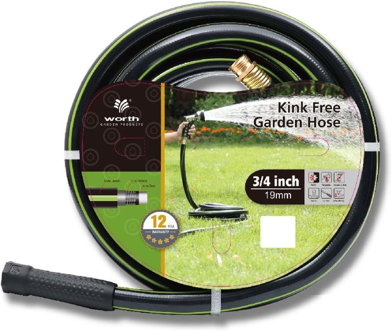 Photo 3 of 
Worth Garden Non Kinking 3/4 in. x 50 ft. No Leak,HEAVY DUTY Durable PVC Long Water Hose with Brass Hose Fittings, Household and Commercial Use,Male to...