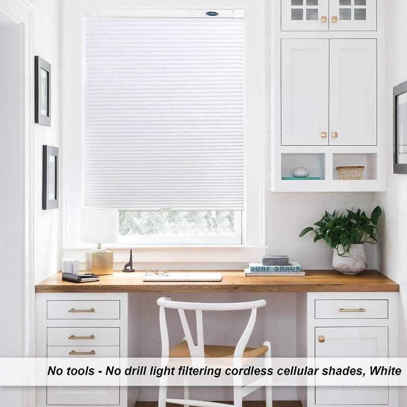 Photo 1 of 
LazBlinds Cordless Cellular Shades No Tools No Drill Light Filtering Polyester Cellular Blinds for Window Size 22'' W x 48'' H, White
