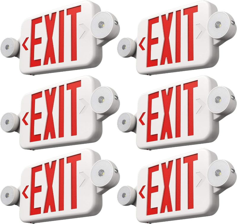 Photo 1 of 
FREELICHT 6 Pack Exit Sign with Emergency Lights, Two LED Adjustable Head Emergency Exit Light with Battery, Exit Sign for Business
Color:Red