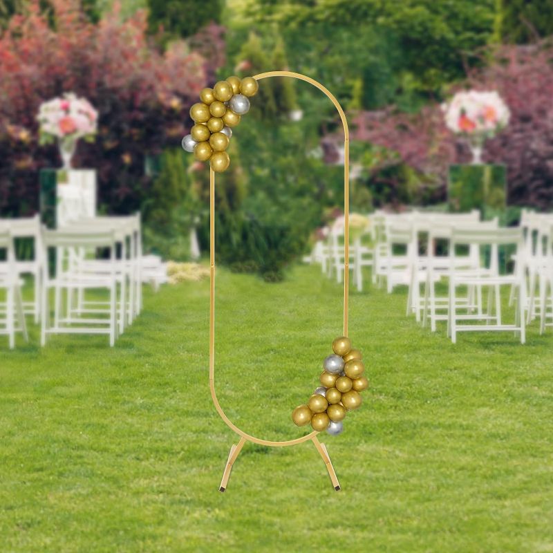Photo 1 of 
Arch Backdrop Stand, Wedding Balloon Arched Backdrop Stand, Oval Arch Frame for Birthday Party/Bridal/Baby Shower Ceremony Decoration (5.58 ft - Gold)
Color:5.58 ft - Gold
