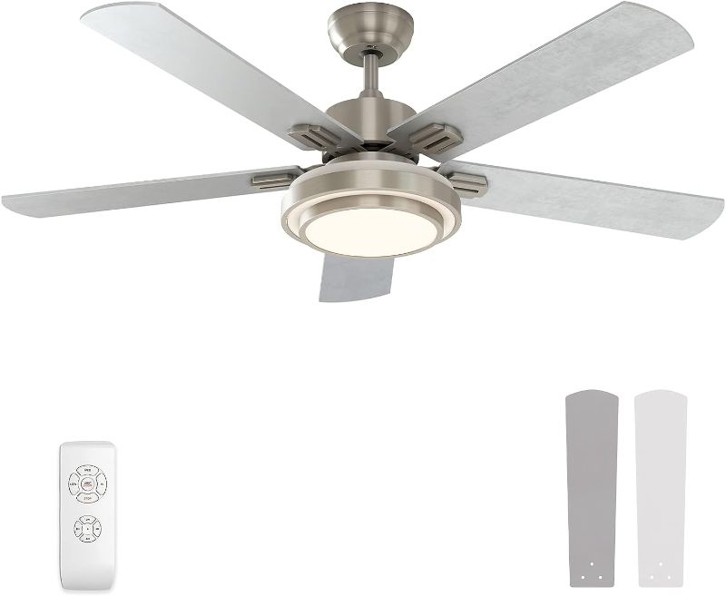 Photo 1 of 
warmiplanet Ceiling Fan with Lights Remote Control, 52 Inch, Brushed Nickel (5-Blades)
Color:Silver