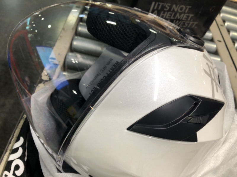 Photo 2 of 
Westt Full Face Helmet - Street Bike Helmet with Dual Visor DOT Approved - Motorcycle Helmets for Men Women Adults Compact Lightweight Storm X Grey Black White