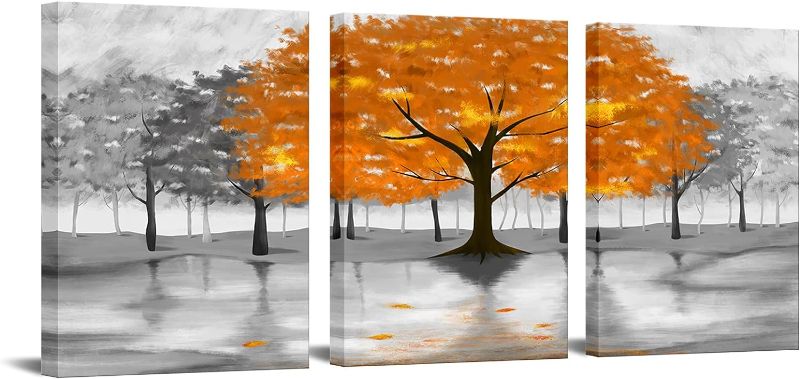 Photo 1 of 

Nachic Wall 3 Piece Canvas Wall Art Black and White Yellow Orange Tree Painting on Canvas Forest Picture Giclee Print Artwork Framed for Bedroom Decor Ready...
