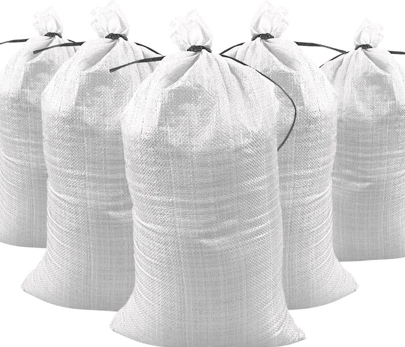 Photo 1 of 
DURASACK Heavy Duty Sand Bags with Tie Strings Empty Woven Polypropylene Sand-Bags with 1600 Hours of UV Protection, 50 lbs Capacity, 14x26 inches, White,...