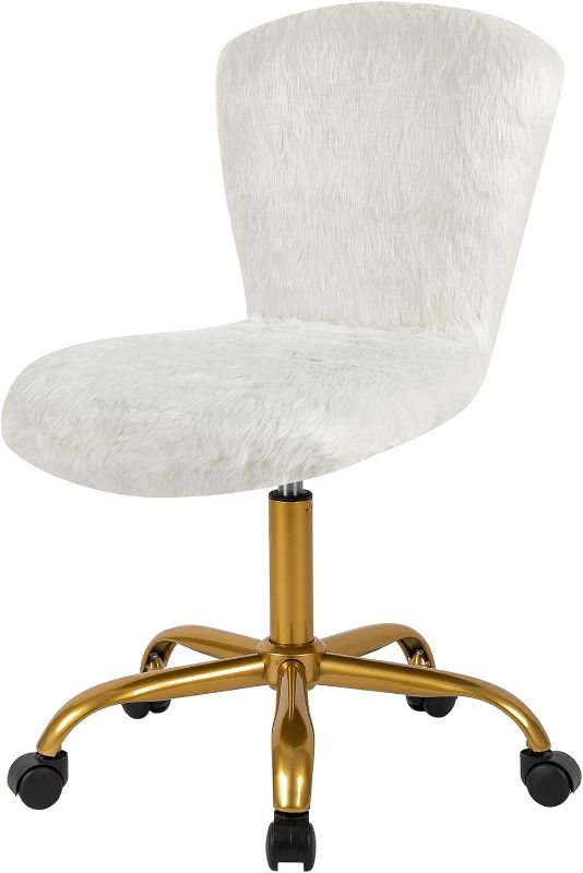 Photo 1 of 
GIA Mid-Back Adjustable Swivel Vanity Chair with Faux Fur, Upgrade Seat Size for Adult, White