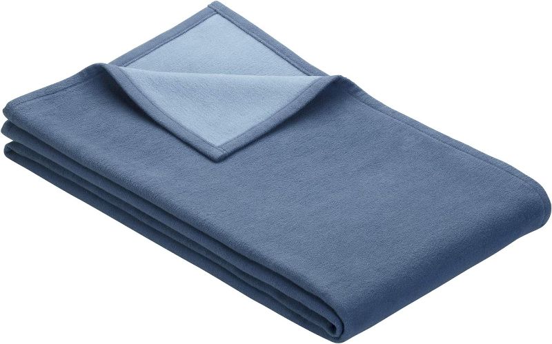 Photo 1 of 
IBENA Reversible Organic Cotton Jacquard Woven Low Pile Velour Throw Blanket Stockholm - Ocean
