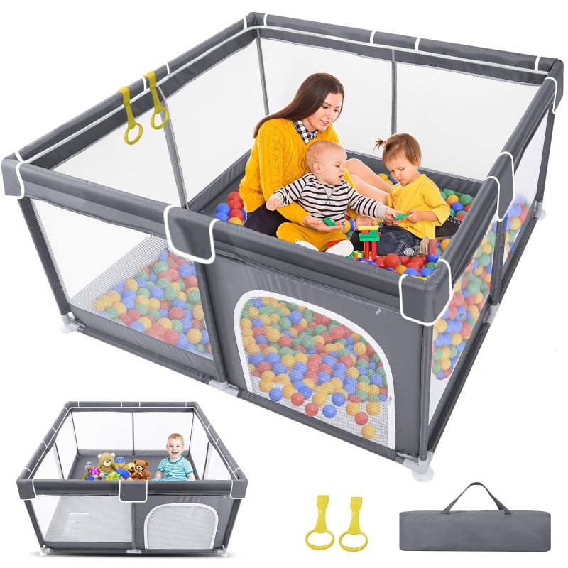 Photo 3 of 
Grobeybees Baby Playpen for Toddler and Babies, Baby Playard, Indoor & Outdoor Kids Activity Center with Anti-Slip Base, Play Yard with Soft Breathable...