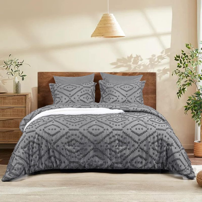 Photo 1 of 
PHF Tufted Dotted Comforter Sets Queen-3 Pieces Bed in A Bag Boho Comforter Set-Comfy Cozy Textured Bedding Set Include Comforter and Pillow Shams, Charcoal...
Size:Queen