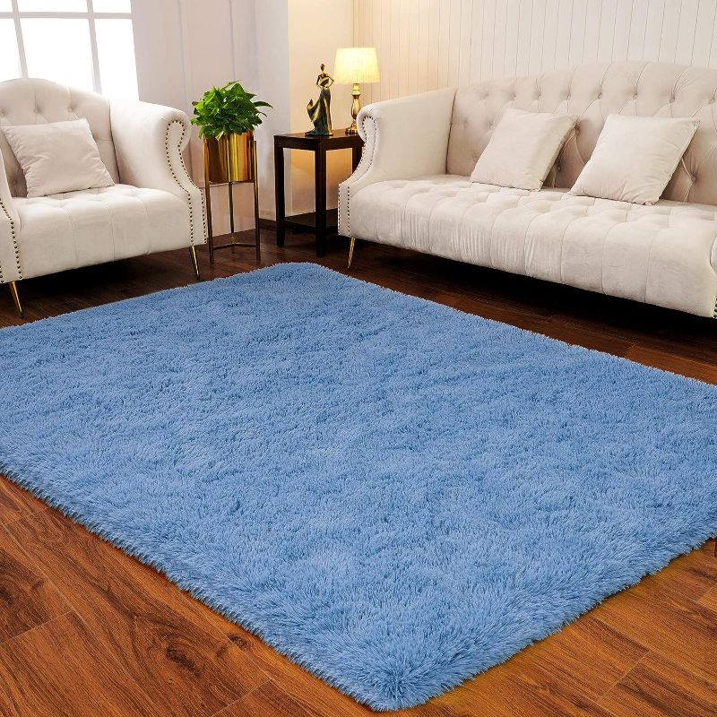 Photo 1 of 
LOCHAS Ultra Soft Indoor Modern Area Rugs Fluffy Living Room Carpets for Children Bedroom Home Decor Nursery Rug 4x5.3 Feet, Cobalt Blue