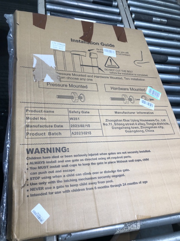 Photo 1 of 38.5" Extra Tall Pet Gate Pressure Mounted - Walk Through Baby Gates with Door for Stairs Doorway - Puppy Doggy Dog Gates Fence Child Safety Gate 51.57"-54.33" Wide 51.57"-54.33" Extra Tall Black