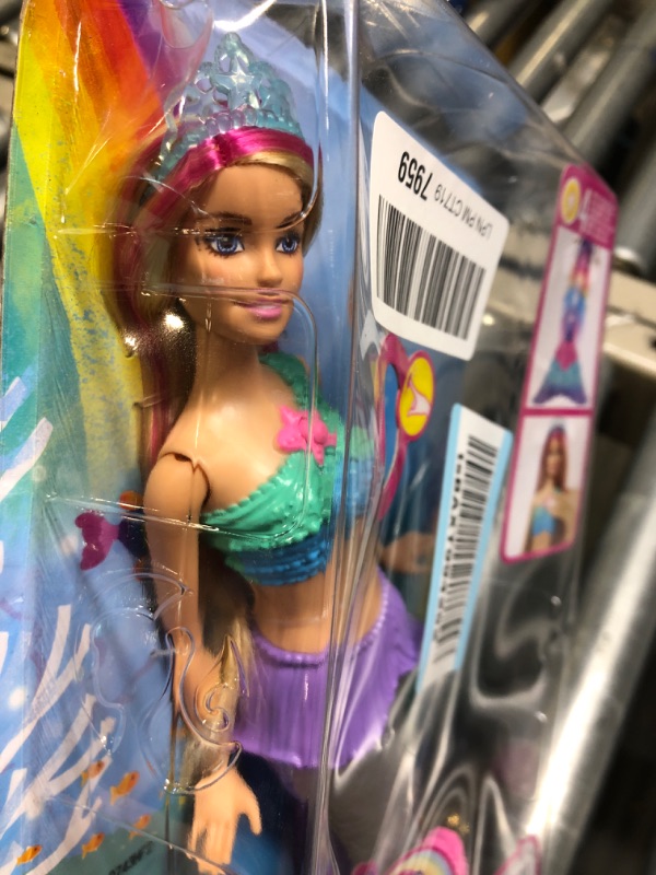 Photo 2 of Barbie Mermaid Doll with Water-Activated Twinkle Light-Up Tail, Dreamtopia Mermaid Toys, Pink-Streaked Hair????