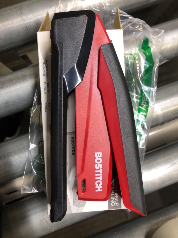 Photo 2 of Bostitch inPower Spring-Powered Desktop Stapler, Easy Stapling Technology, Red