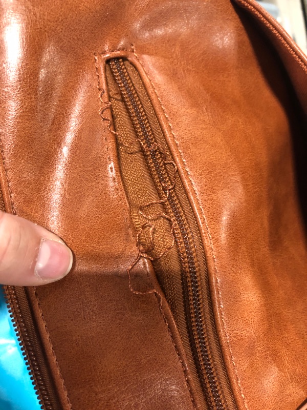 Photo 1 of DOFASAYI Leather Diaper Bag Backpack - Chic Vegan Leather Diaper Bag Tote for Mom and Dad, Leather Diaper Bag with Cosmetic Bag, Changing Pad, Messenger Strap, Stroller Hook, Mud Brown Leather Mud Brown Leather
