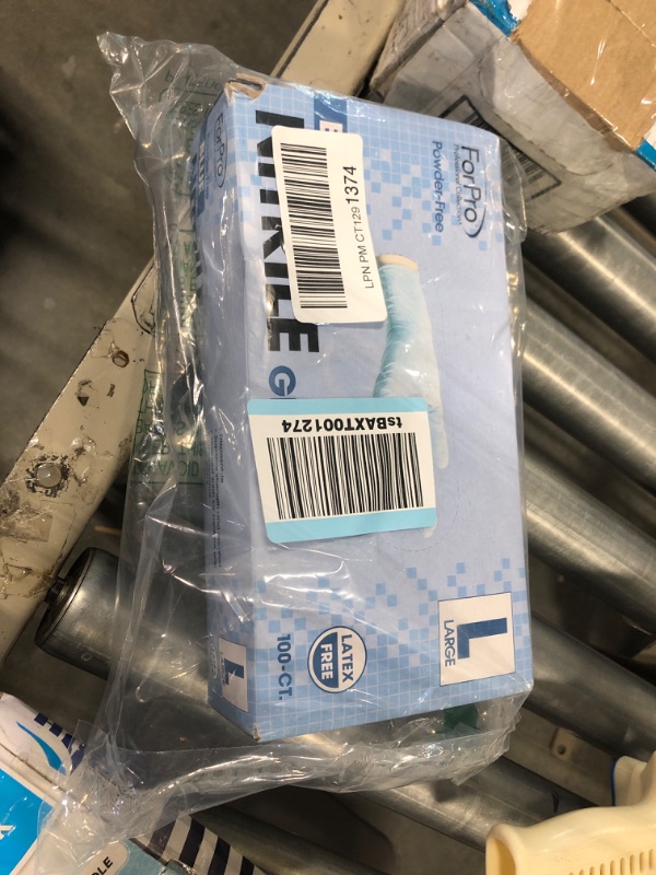 Photo 1 of ForPro Disposable Nitrile Gloves, Powder-Free, Latex-Free, Non-Sterile, Food Safe, 4 Mil, Blue, Large, 100-Count Large (Pack of 100) Blue