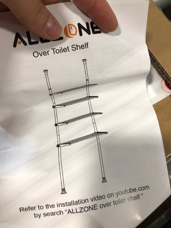 Photo 1 of ALLZONE Over The Toilet Storage, Tall Bathroom Organizer, 4-Tier Adjustable Shelves for Small Room, Saver Space, 92 to 116 Inch Tall, White