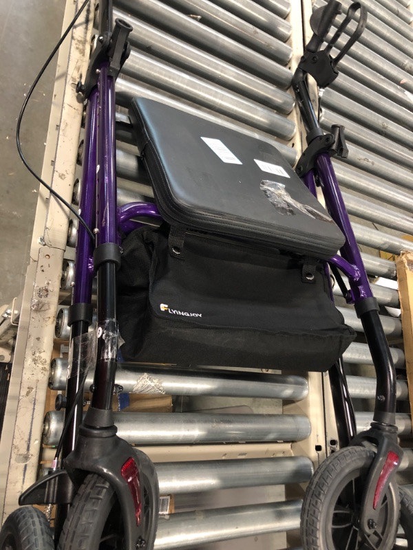 Photo 2 of BlessReach Heavy Duty Rollator Walker - Aluminum Rolling Walker for Seniors and Adults with Large Seat, Support Up 450 lbs (Purple) Wb-2106 Purple