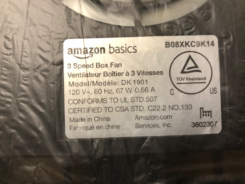 Photo 4 of Amazon Basics 3 Speed Box Fan, 20-Inch 20-inch Box Fan