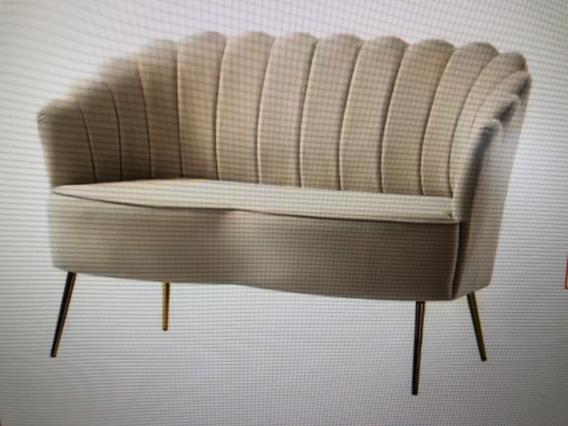 Photo 1 of Yeran Velvet 52 in. Tan 2-Seats Loveseat with Flower Shaped Back Design
