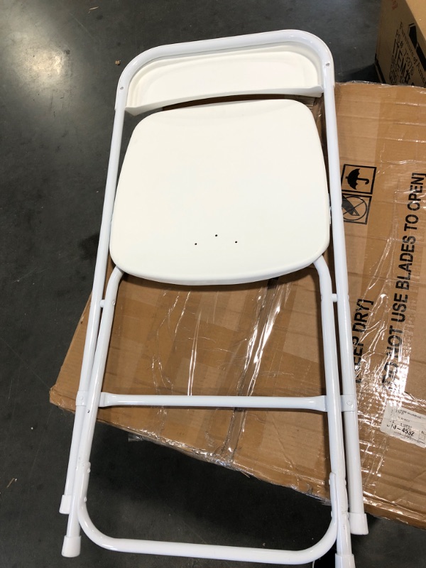 Photo 2 of Flash Furniture Hercules™ Series Plastic Folding Chair - White - 650LB Weight Capacity Comfortable Event Chair - Lightweight Folding Chair White Single Standard Chair