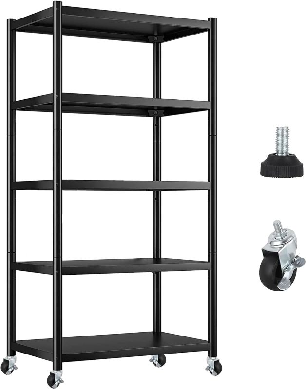 Photo 1 of 5 Tier Lightweight Metal Storage Shelves, Kitchen Storage Shelves Garage Shelving Unit, Large Capacity Storage Rack, Utility Shelf for Pantry Office Laundry (32" Lx16“ Wx63” H)