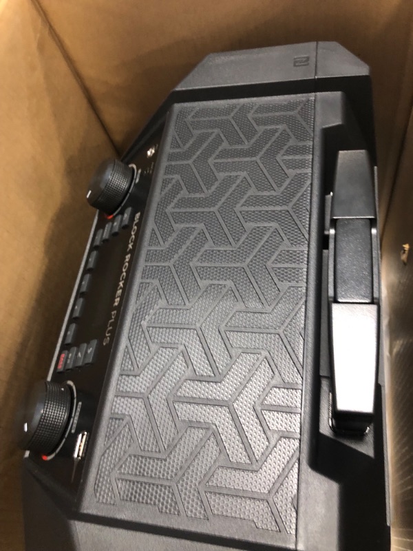 Photo 1 of ION Audio Block Rocker Plus - Portable Bluetooth Speaker 100W W/Battery, Karaoke Microphone, AM FM Radio, Wheels & Telescopic Handle and USB Charging, Black