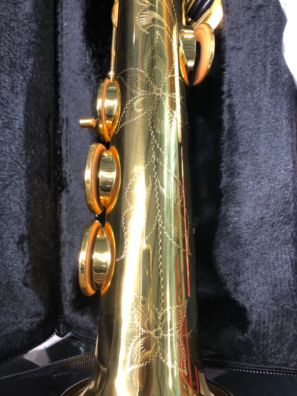Photo 1 of Aisiweier Soprano Saxophone SAX Bb Brass Lacquered Gold Body and Keys Woodwind instruments (gold)