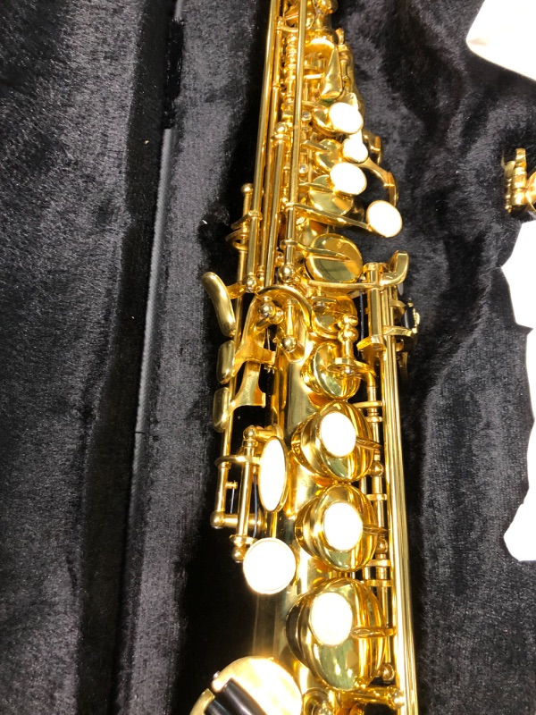 Photo 1 of Aisiweier Soprano Saxophone SAX Bb Brass Lacquered Gold Body and Keys Woodwind instruments (gold)