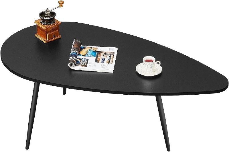 Photo 1 of  Black Small Coffee Table Modern Oval Coffee Tables Retro Center Table for Small Space Mid Ce