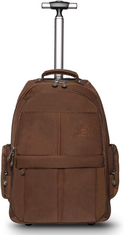 Photo 1 of HollyHOME 19 inches Wheeled Rolling Backpack for Men and Women Business Laptop Travel Backpack Bag, Brown
